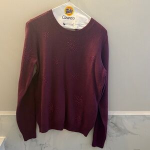 LOFT Purple Sweater with Star Embellishments